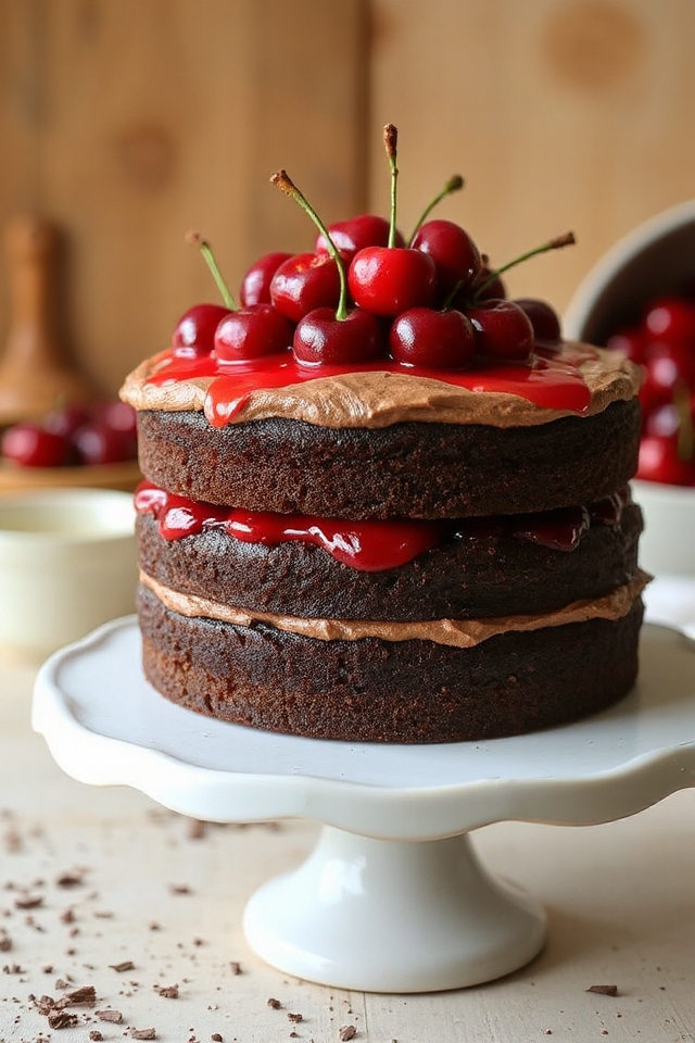 cherry infused chocolate cake