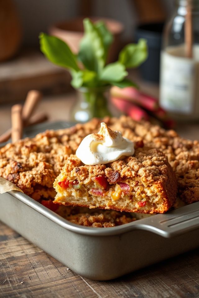 creamy rhubarb cake preparation