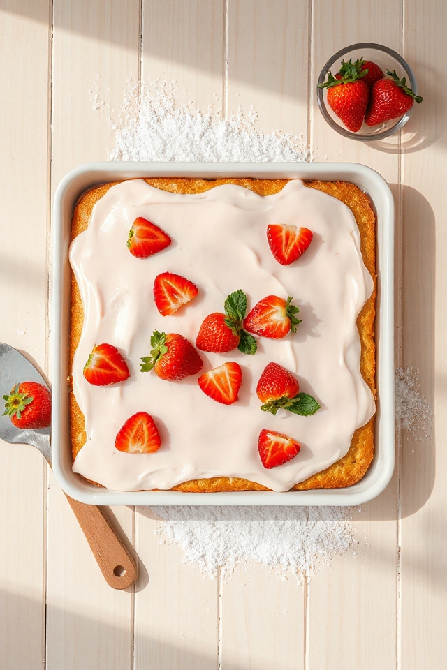 delicious strawberry sheet cake