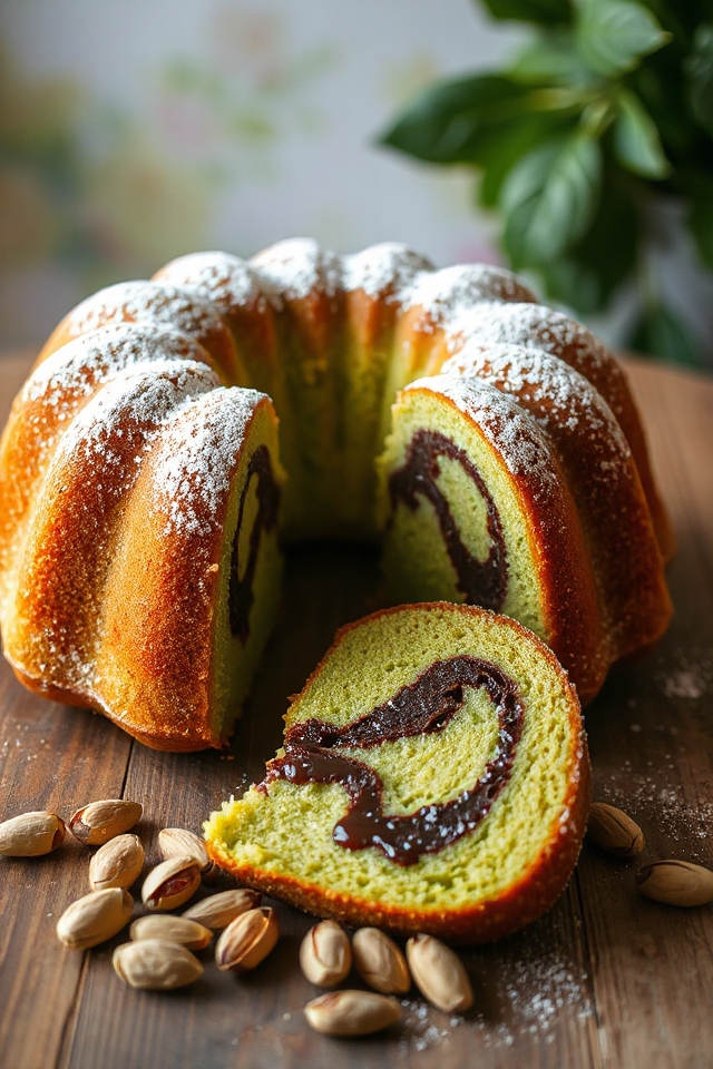 pistachio chocolate marbled cake