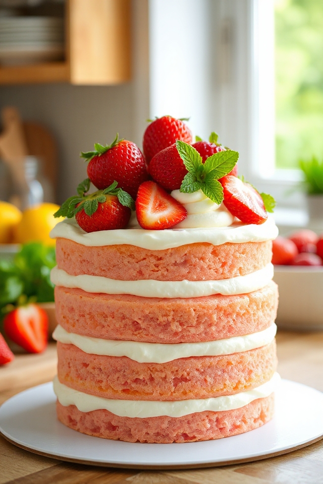 strawberry lemonade cake assembly